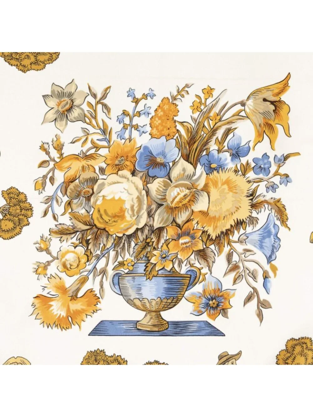 Hermes Scarf Blue Ivory Orange Silk